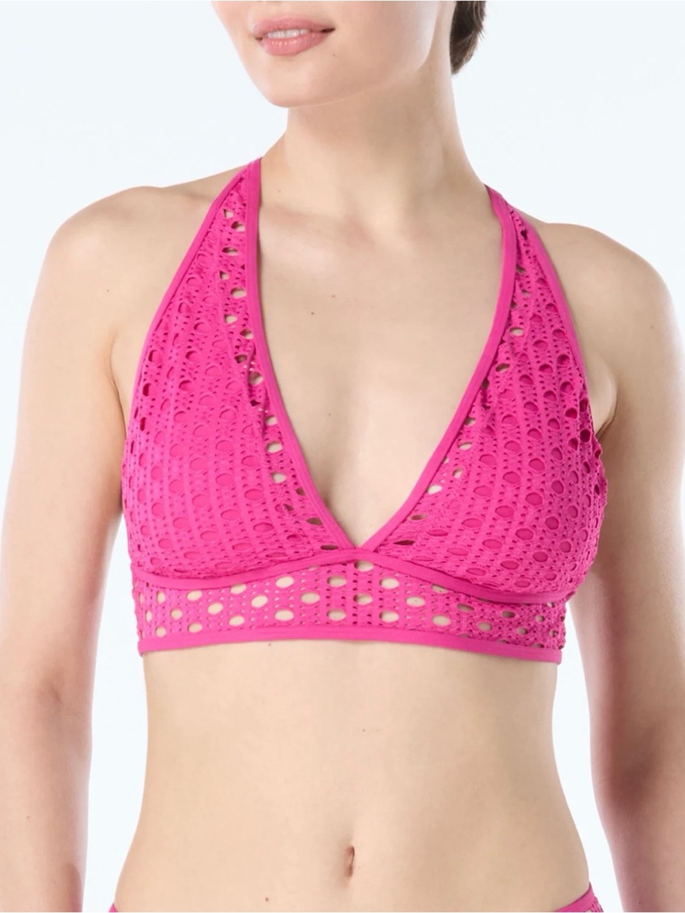 Carmen Marc Valvo Living Paridise Collection Crocheted Bikini Top NWT Sz XS Pink